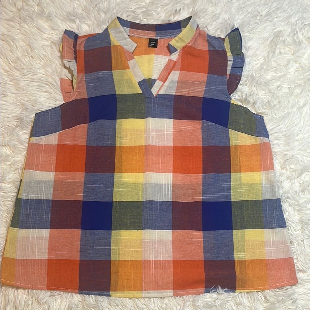 Shein Multicolor Plaid Top